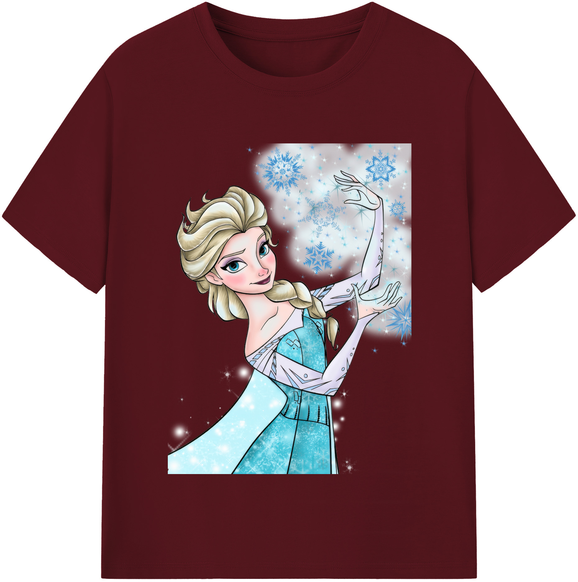 （画像用） アナと雪の女王 アンナ エルサ Frozen Anna Elsa 綿100％半袖Tシャツ（フロントプリント）